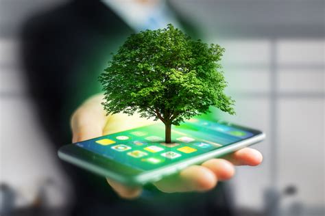 Futuristic cell phone representing environmental impact